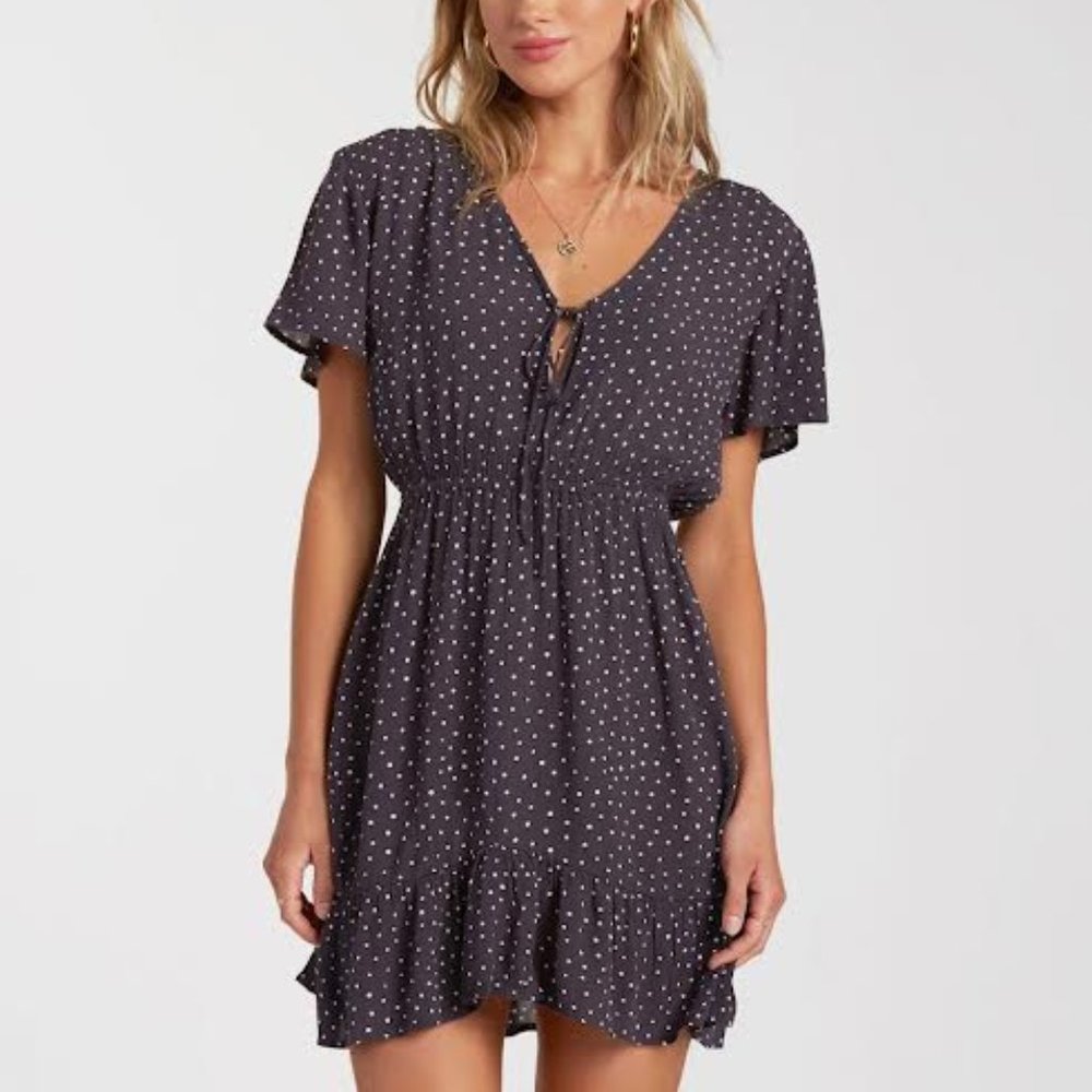 Billabong Day Trippin dot dress, Black & White, Size Large